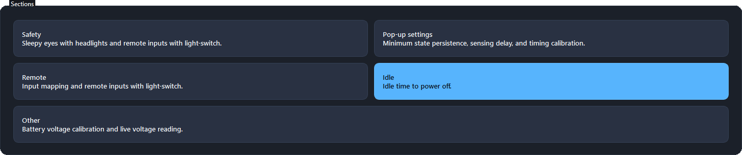 Idle category highlighted in the Settings dialog.