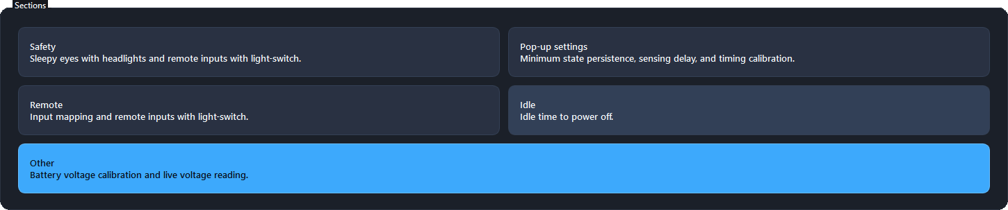 Other category highlighted in the Settings dialog.