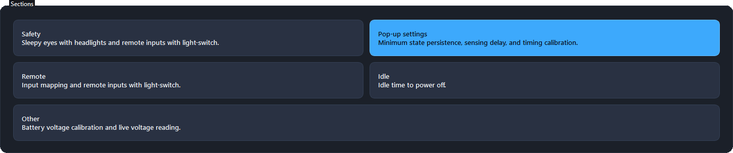 Pop-up settings category highlighted in the Settings dialog.