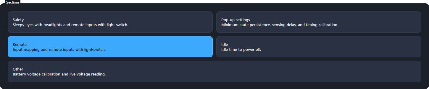 Remote category highlighted in the Settings dialog.