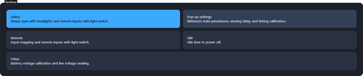 Safety category highlighted in the Settings dialog.