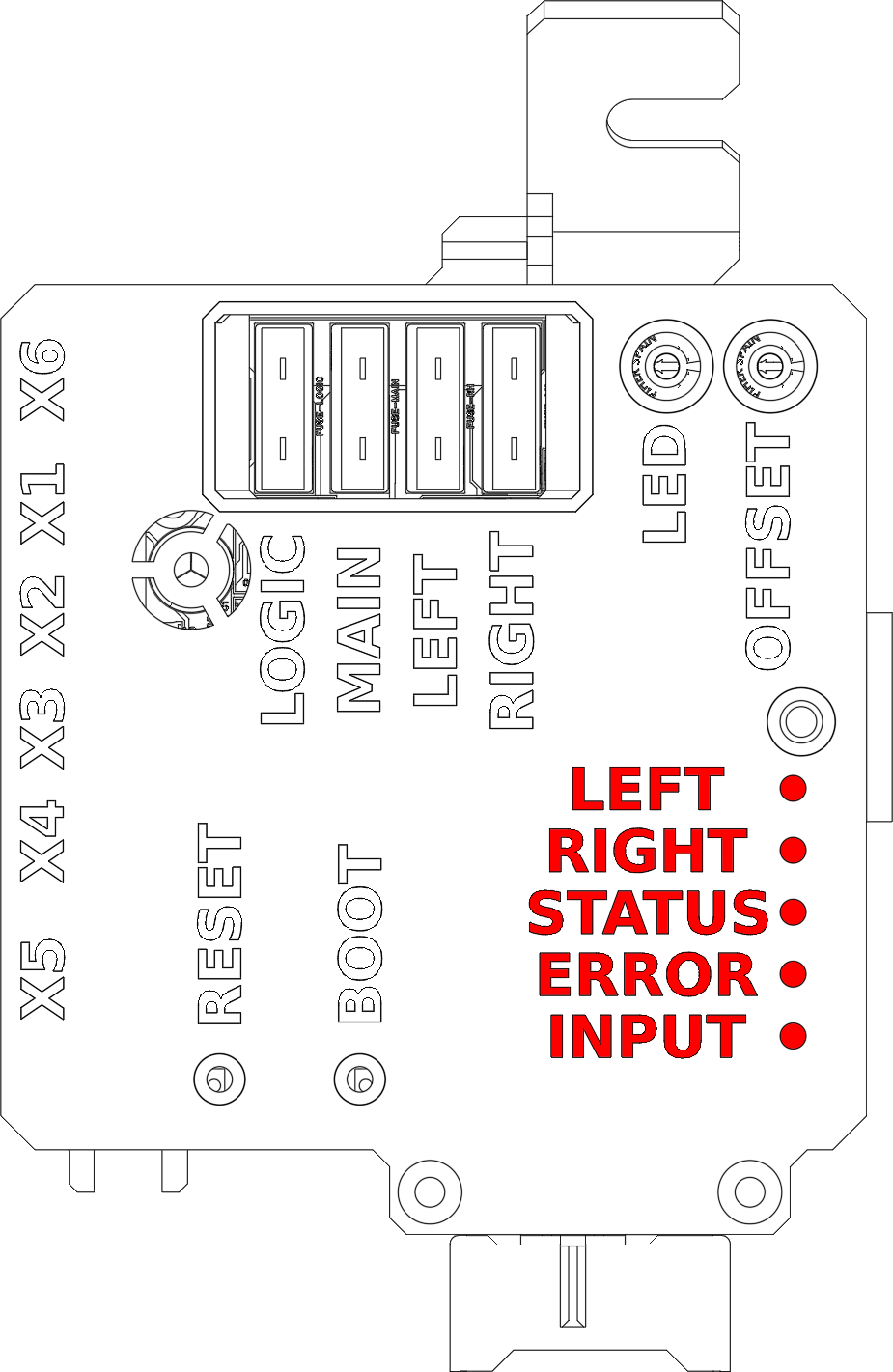 Indicator LEDs on the Pop-up Controller V10 case.